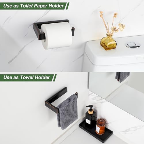 SAYAYO Oil Rubbed Bronze Toilet Paper Holder Wall Mount, Brushed Bronze Toilet Tissue Holder for Bathroom, RV TP Holder Square, SUS304 Stainless Steel 6 Inch - color: Oil Rubbed Bronze