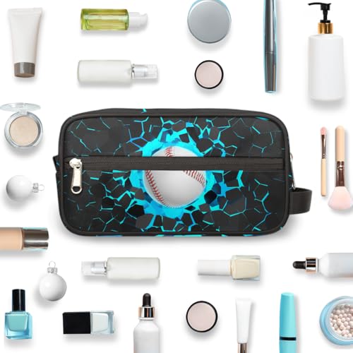 Kids Travel Toiletry Bag - Waterproof Hanging Cosmetic Hygiene Bags for Boys Men - Large Shave Kit for Toiletries Accessories Bathroom Stuff, Blue Baseball - color: Blue Baseball