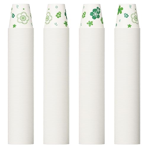 [600 Pack] Paper Cups, 3oz Disposable Bathroom Cups, Mouthwash Cups, Cold Disposable Drinking Cup for Party, Picnic, BBQ, Travel, and Event, Green Floral - color: JP-3-ZB01-600-G