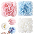 2 in 1 Loofah Sponges 3-Pack Dual-Sided Exfoliating Bath Sponges for Shower & Loofah Washcloth for Bar Soap Premium Body Scrubber with Drawstring for Gentle Skin Smoothing - Blue＆Pink＆Beige - style: Blue＆Pink＆Beige