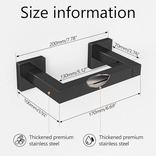 FEILERN Toilet Paper Holder Matte Black Wall Mounted Post Pivoting Square Tissue Holders Roll Holder Hangers for Bathroom Commercial Toilet Paper Dispenser - color: Black, size: 1 Pack