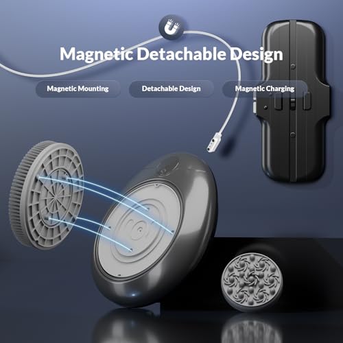 Electric Back Scrubber for Shower, 7'' Large Back Scrubber for Shower Wall, 3 Speed Adjustment Exfoliating Brush for Back Cleansing, Exfoliating - color: Black