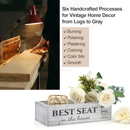 Rustic Farmhouse Bathroom Decor Box, Toilet Paper Basket with 2 Sides Signs, Gray-wash Your Hands - color: Gray-Wash Your Hands