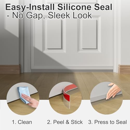 Elvone Weather Stripping Door Seal for Door Frames, 36'x2 x0.08, Clear | Self-adhesive flexible silicone seal tape for door frame gaps and window gaps. block drafts, dust, and noise - color: Clear, size: 36ft (2" W x 5/64 "T)