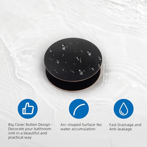 Universal Metal Bathroom Sink Stopper Hair Catcher, Oil-Rubbed Bronze | Pop-Up Sink Drain Strainer with Detachable Filter, Drain Plug Fits 1.1"-2.36" US Basin, Large Cover Cap, Brass Bounce Core - color: Oil Rubbed Bronze