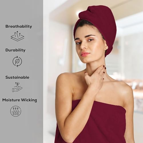 GOLD TEXTILES Premium Bath Towels Set (Pack of 4,27 x 54) 100% Ring-Spun Cotton Bathroom Towels for Hotel, Spa, Soft and Absorbent (27 x 54, Red Wine - 4 Pcs) - color: Red Wine, size: 4 Pack 27x54