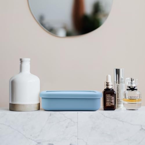 Travel Soap Case, Silicone Soap Container, Leakproof Soap Holder with Lid | Shatterproof Shampoo Bar Holder for Bathroom, Travel, Gym, Camp(Grey Blue) - color: Rectangular Grey Blue