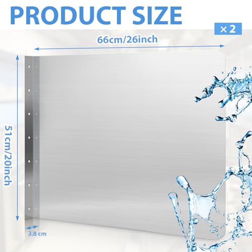 Therwen 2 Pcs Stainless Steel Side Splash Guard for Sink 26 x 20 Inch Wall Mount Guard with Screws Commercial Restaurant Hand Sink and Compartment Prep Sink Kitchen Sink Splash Protector Supply - size: 26 x 20 Inch