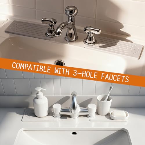 Stone Faucet Mat for Kitchen Sink, Diatomit Fast Drying Stone Mat Sink Protector, Prevent Moisture Water Absorbing Stone Tray for Kitchen Bathroom Counter, 15.8" x 4", White - color: 15.8" x 4"_White