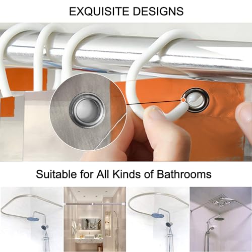 Lnond 4Pcs Bathroom Shower Curtain Sets with Rugs,Orange Brown Painting Art Bathroom Sets with Shower Curtain and Rugs and Accessories - color: Orange Brown White