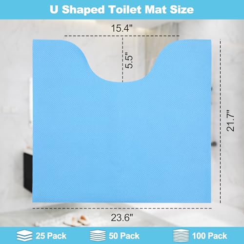 Upgraded 25 Pack Disposable Toilet Mats,Super Absorbent Toilet Floor Protector from Urine,Disposable Toilet Floor Mat for Urine,U Shaped Toilet Mat for Urine,Around Toilet Floor Protector 24" x 22"