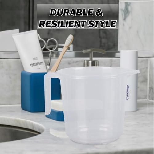 Plastic Bath Mug for Bathroom | Strong Mug for Bathroom | Toilet Mug | Washroom Jug | Mug for Bathing | 1500 ML | Pack of 2 | Transparent