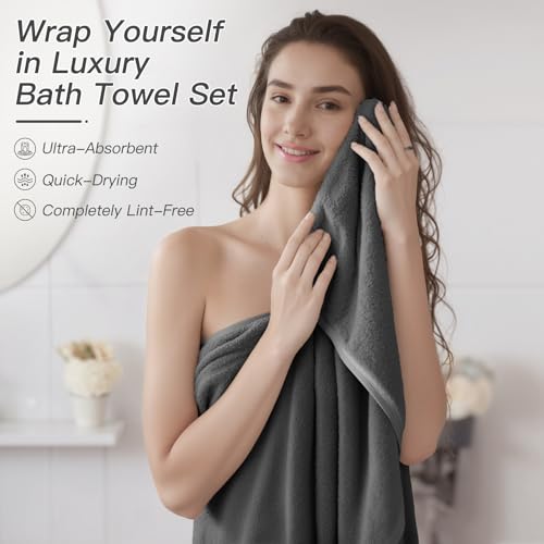 iMucci Bathroom Accessories Bathroom Sets with Shower Curtain, Bath Towel Set, Trash Can, Toilet Brush, Soap Dispenser, Bathroom Accessories Set Complete - size: Bath Set+Shower Curtain+Bath Towel Set, style: Grey