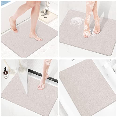 Shower Mat Bathtub Mat Non-Slip,24x16 inch, Soft Tub Mat with Drain,PVC Loofah Bath Mat (Phthalate Free) for Tub and Bathroom,Quick Drying,White - color: White, size: 24" x 16" (Rectangular)