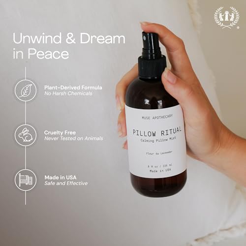 Muse Apothecary Pillow Ritual - Aromatic, Calming and Relaxing Pillow Mist, Linen and Fabric Spray - Infused with Natural Aromatherapy Essential Oils - 8 oz, Fleur du Lavender, 2 Pack - size: 8 Fl Oz (Pack of 2)