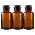 Lab Glass Storage Bottles with Lids, 3 Pcs 125ml Wide Mouth Glass Storage with Ground Stopper, Used for Lab, Home Decorative(Amber)