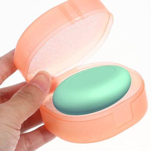 5pcs Round Soap Box Set with Lid, Portable Bar Soap Holder Travel Case, Sponge Material, Multi-Color Storage Container for Bathroom and Outdoor Use