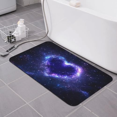 Starry Sky Heart Bath mats Quick Dry Absorbent Bath Rugs Rubber Non Slip Bath Mat for Bathroom Floor Tub Shower Sink 16"×24" - color: Starry Sky Heart, size: 16"x24"