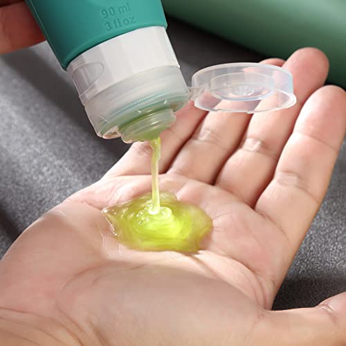 Mrsdry Travel Bottles for Toiletries, Tsa Approved 3oz Travel Size Containers BPA Free Leak Proof Refillable Liquid Silicone Squeezable Travel Accessories for Shampoo Conditioner Lotion (4 Pack) - color: Mint