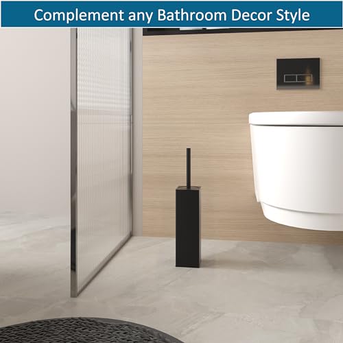 BVL Toilet Brush and Holder Set Black Freestanding for Bathroom - color: Matte Black