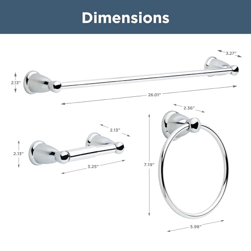 Franklin Brass 3-Piece Polished Chrome Bathroom Set Towel Rack, Ring, Toilet Paper Holder| Kinla Bath Accessories - color: Polished Chrome, style: 3-Piece Bath Accessory Set