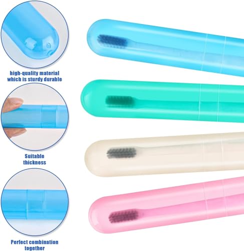 4 Pack Toothbrush Cases Travel Toothbrush Holder Portable Toothbrush Container Case Plastic Toothbrush Carrier Cover Case for Traveling, Bathroom, School, Home, Camping