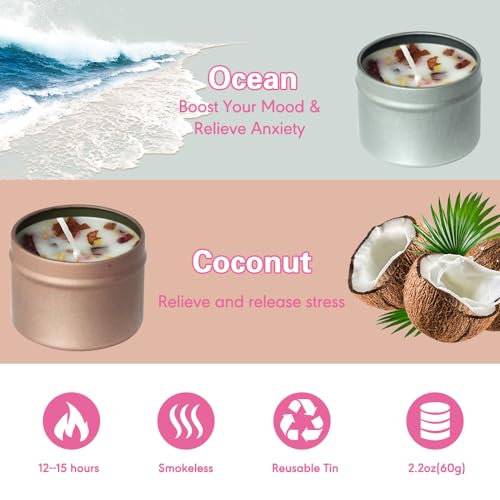 KAV Bath Bombs Giftset for Women - Self Care Women Gift Set of 2 Bathbombs, 2 Scented Candles, 4 Shower Steamers - All Natural Scented Bubble Bath Bombs - Skin Safe Girlfriend Gifts for Spa