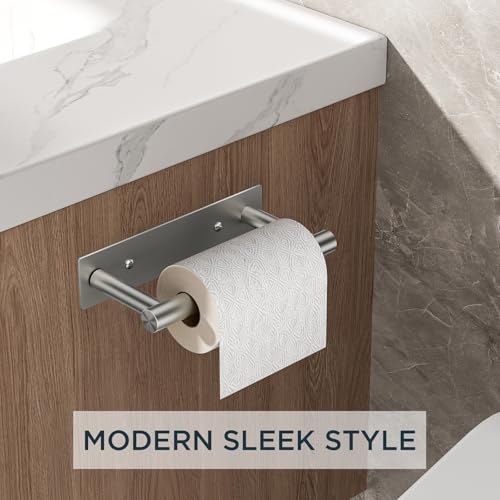 FORIOUS Toilet Paper Holder Wall Mount, Stainless Steel Rustproof Double Post Pivoting Tissue Roll Holder for Bathroom, Commercial Toilet Paper Dispenser (Stainless Steel, Modern Square 1 Pack) - color: Stainless Steel
