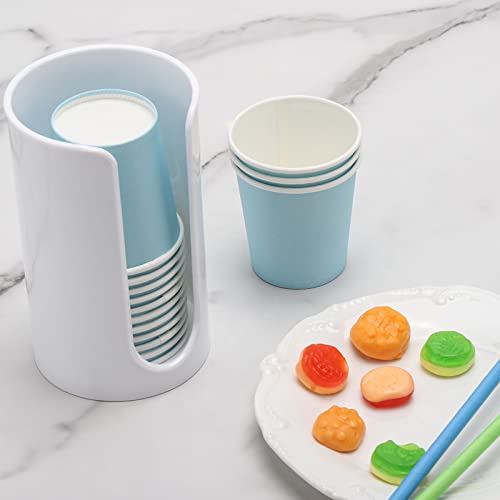 LoveBB Plastic Paper Cup Holder - Small Disposable Cup Dispenser Mouthwash Cup Holder for Bathroom Countertop, White - color: White
