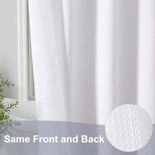 OWENIE White Shower Curtain, Stall Small Waffle Weave Heavy Fabric Shower Curtains for Narrow Size Bathroom, Waterproof Soft Hotel Spa Luxury Bath Curtain Set, Machine Washable, White, 36x72 Inch - color: White, size: 36"W x 72"L (Pack of 1)