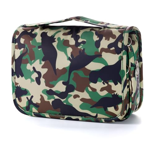 Kids Hanging Toiletry Bag for Boys, Travel Toiletry Bag for Little Young Boys Waterproof Wash Bag Toddler Traveling Toiletries, Dinosaur Camo - color: Dinosaur-Camo