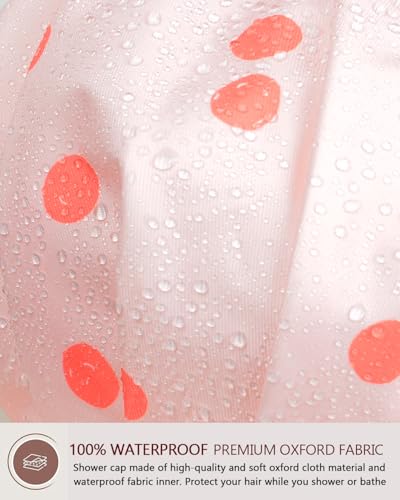 Luvruitaky Shower Cap Luxury Shower Caps for Women Reusable Waterproof Hair Cap for Shower with Adjustable Bowknot Hair Bath Cap (Pink) - color: Pink