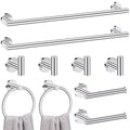 Lairuier Polished Chrome Bathroom Hardware Set, 10-Piece Towel Bar Set SUS304 Stainless Steel Bathroom Hardware Accessories Set Round Towel Holder Set Wall Mounted - color: Polished Chrome, size: 10-Piece Standard Set