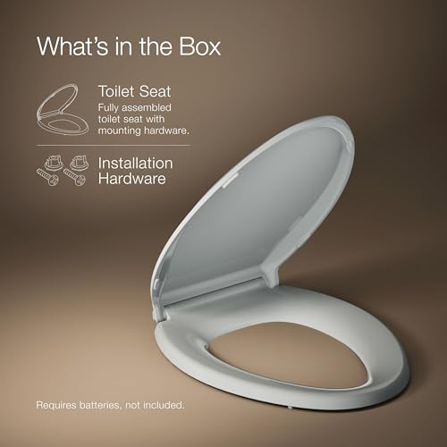 KOHLER CACHET® Nightlight Soft Close Toilet Seat Elongated, ReadyLatch®, Grip-Tight Hardware, Ice Grey - color: Ice Gray, size: Elongated