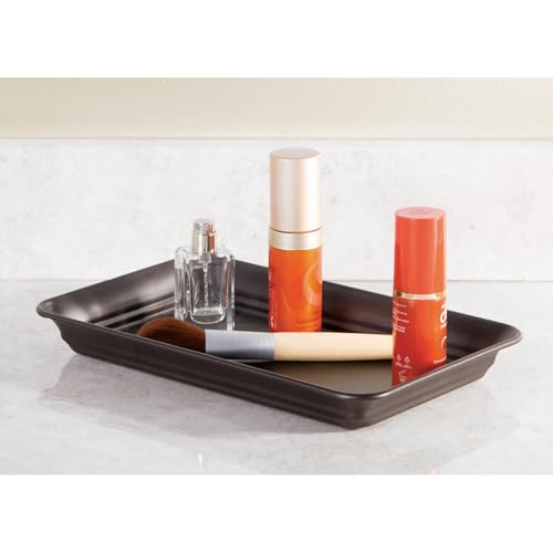 iDesign Decorative Countertop Vanity Tray Organizer for Bathroom, Bedroom, Closet, Entryway, Set of 2, 9.7" x 6.3" x 1", Bronze - size: Set of 2