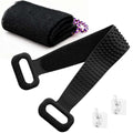 Manmihealth Silicone Back Scrubber for Shower & African Net Sponge Net Set, 36'' Dual-Sided Back Washer & African Long Bath Sponge, Extendable Long Silicone Body Brush(Black+Black) - color: Black+black
