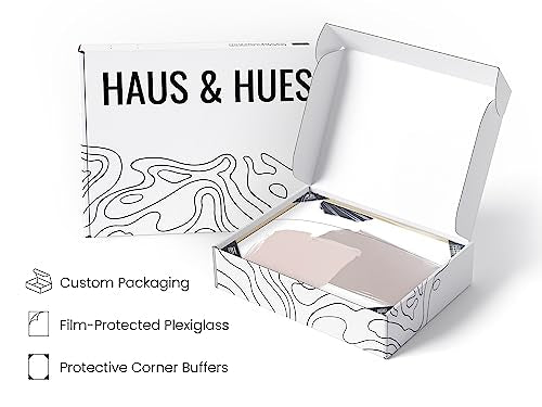 HAUS AND HUES Minimalist Wall Art - Set of 3 Neutral Art, Modern Abstract Decor, Geometric Boho Beige (Beige Frame, 12x16) - color: Paint, size: 12"L x 16"W, style: Beige Framed