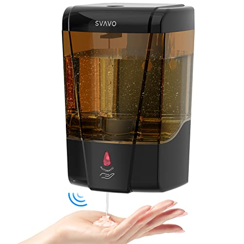 SVAVO Automatic Soap Dispenser Hand Soap Dispenser Wall Mount 600m/21fl.oz, Touchless Electric Sensor Pump Battery Operated for Offices Home Kitchen Bathroom Hotel Restaurant Commercial - color: Black+amber, size: 600ml