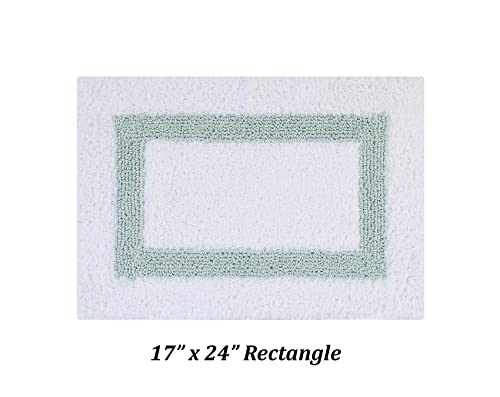 Better Trends 100% Cotton Hotel Collection Bath Mats Set, White & Blue Mats - Tufted, Reversible & Absorbent & Machine Washable 2 Piece Bathroom Rug Set, Toilet Base & Sink Bath Mat Rug - color: White & Blue, size: 2 Piece Set (17" x 24" | 20" x 20")