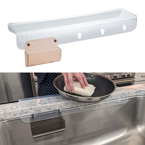 SiliProducts SiliSink XL Silicone Edge Guard for Kitchen Sink - Fits 3.75” - 4” Wide - The Original Silicone Sink Edge Protector with Sponge Caddy - Splash Guard, 20” Clear Diamond - color: Clear Diamond, size: 4in x 20in