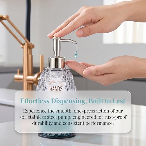 MALACHI Glass Soap Dispenser, 304 Rustproof Stainless Steel Pump, Refillable Multi‑use for Hand Soap, Dish Soap, Body Wash, Shampoo, Baby Wash for Bathroom Kitchen & Commercial - color: Black