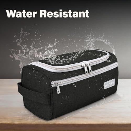 emissary Hanging Travel Toiletry Bag for Men, Dopp Kit - Black | Built-in hook, waterproof wipe-clean lining, clear & mesh pockets; men's travel toiletry organizer, folds flat - color: Black