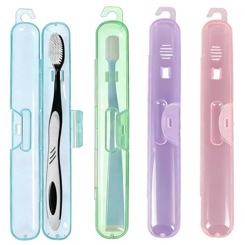 4 Pack Toothbrush Travel Case, Breathable Small and lightweight Toothbrush Holders - Compact Toothbrush Organizer for Travel, Vacation, Camping, Gym, Business Trips, Office, Cruise