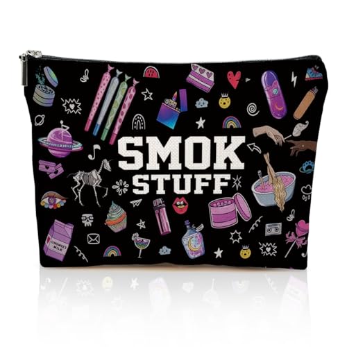Funny Smoking Accessory Makeup Bag Travel for Women, Smok Stuff Canvas Cosmetic Makeup Pouches with Zipper Travel Makeup Cosmetic Bags, Toiletry Organizer Pouch Christmas Birthday Gifts - color: Multicolor 0001