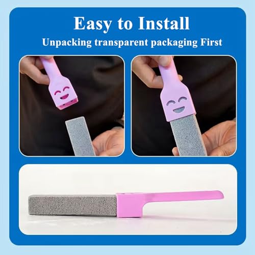 Pumice Stone Toilet Bowl Cleaner with Handle, Pumice Sticks Pumice Scouring Pad Powerfully Remove Hard Water Ring, Calcium Buildup, Cleaning Pool, Toilet, Kitchen Sink, Grill, Bathtubs, 5 Pack Blue