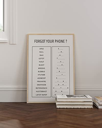 HAUS AND HUES Funny Bathroom Decor & Signs | Beige Framed Unscramble Wall Art, Black and White Guest Bathroom Humor Sign, Modern Powder Room Decor | 24"x36" - color: Unscramble, size: 24"L x 36"W, style: Beige Framed