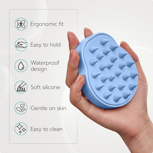 HEETA Scalp Massager 2 Pack for Hair Growth, Soft Silicone Bristles to Remove Dandruff and Relieve Itching, Scalp Scrubber for Hair Care Relax, Shampoo Brush for Wet Dry Use - New Pink & Blue - color: 01- New Pink & Blue
