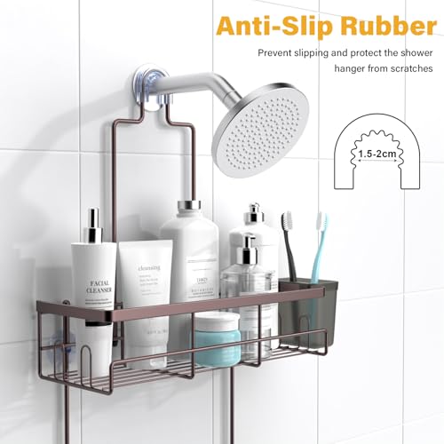 AKTECKE Shower Caddy Hanging Bathroom Organizer: Rustproof Shelf for Inside Shower - No Drilling, Over Showerhead - Bath Shelves for Shampoo, Soap - Bronze - color: Bronze