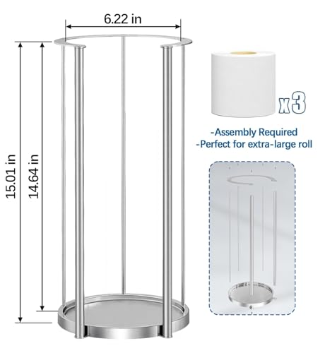 Brushed Nickel Toilet Paper Stand Free Standing Heavy Base 3 Rolls Toilet Paper Roll Holder for Bathroom Storage - color: Brushed Nickel