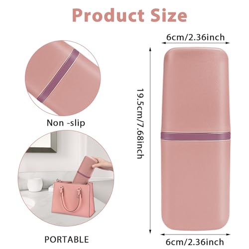 COMNICO Travel Toothbrush Cup Case Portable PP Seal Tooth Brush Holders Cover Multi-Function Toothpaste Storage Container Cup for Home School Camping Business Trip Bathroom (Pink) - color: Pink